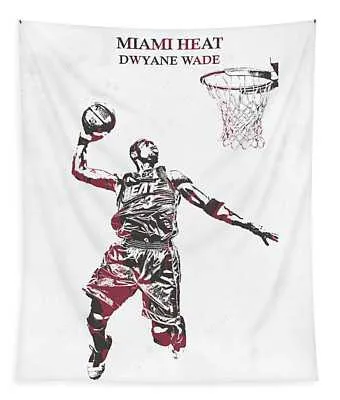 Dwyane Wade Miami Heat Pixel Art 50 Joe Hamilton Tapestry