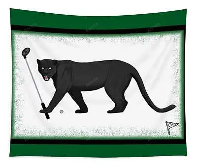 Golf Black Panther Green College Mascot Designs Tapestry
