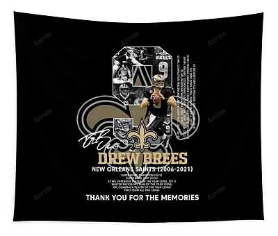 9 Drew Brees New Orleans Saints 2006 2021 Thank You For The Memories Signature Candice Dominy Transparent Tapestry