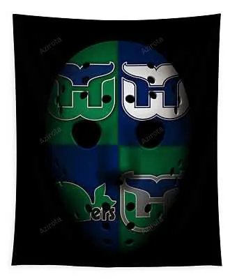 Whalers Goalie Mask Joe Hamilton Tapestry