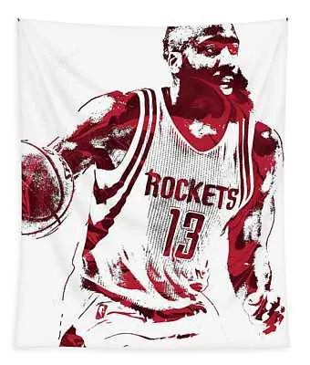 James Harden Houston Rockets Pixel Art 2 Joe Hamilton Tapestry
