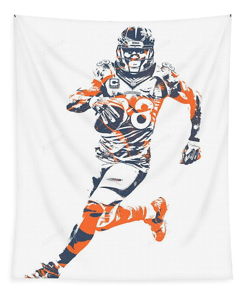 Demaryius Thomas Denver Broncos Pixel Art 40 Tapestry Gifts For Fans