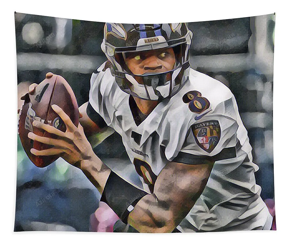 Lamar Jackson Baltimore Ravens Abstract Art 8 Tapestry Gifts For Fans