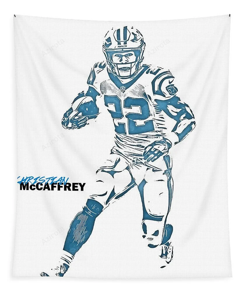 Christian Mccaffrey Carolina Panthers Watercolor Strokes Pixel Art 100 Tapestry Gifts For Fans