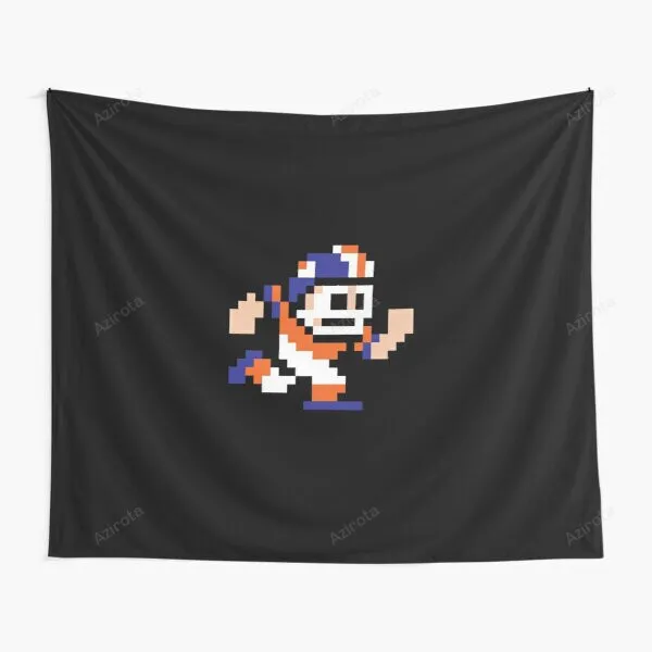 8 Bit Player Denver Broncos Throwback Essential Tapestry Gifts For Fans