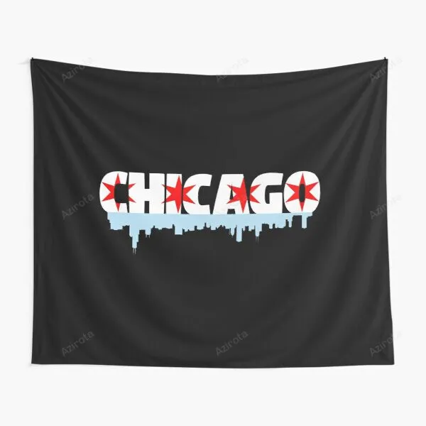 Chicago Flag Skyline Tapestry Gifts For Fans