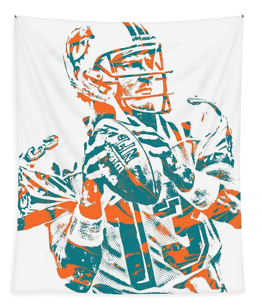 Dan Marino Miami Dolphins Pixel Art 21 Tapestry Gifts For Fans