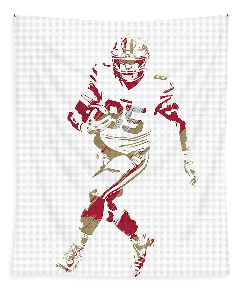 George Kittle San Francisco 49Ers Watercolor Strokes Pixel Art 2 Tapestry Gifts For Fans