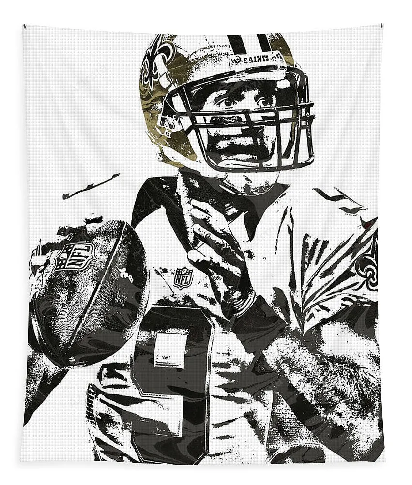 Drew Brees New Orleans Saints Pixel Art 1 Tapestry Gifts For Fans