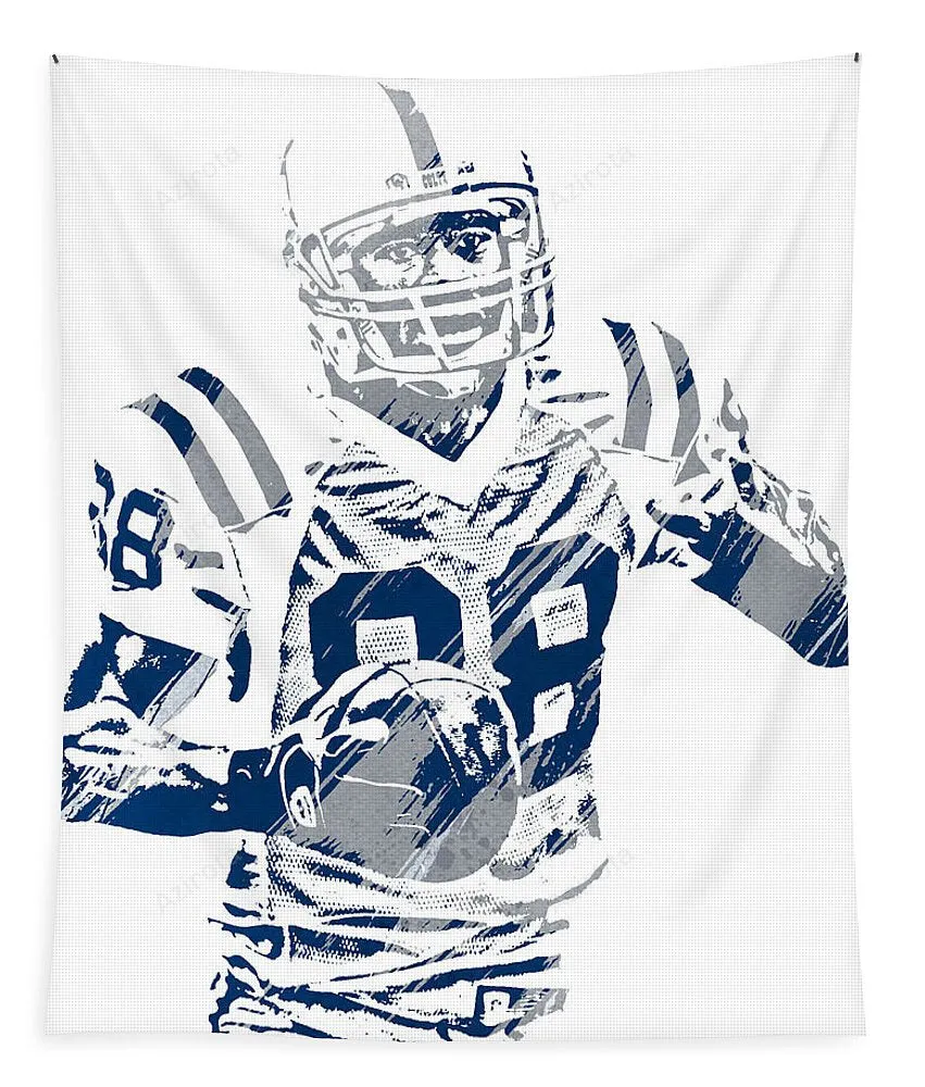 Marvin Harrison Indianapolis Colts Watercolor Strokes Pixel Art 1 Tapestry Gifts For Fans