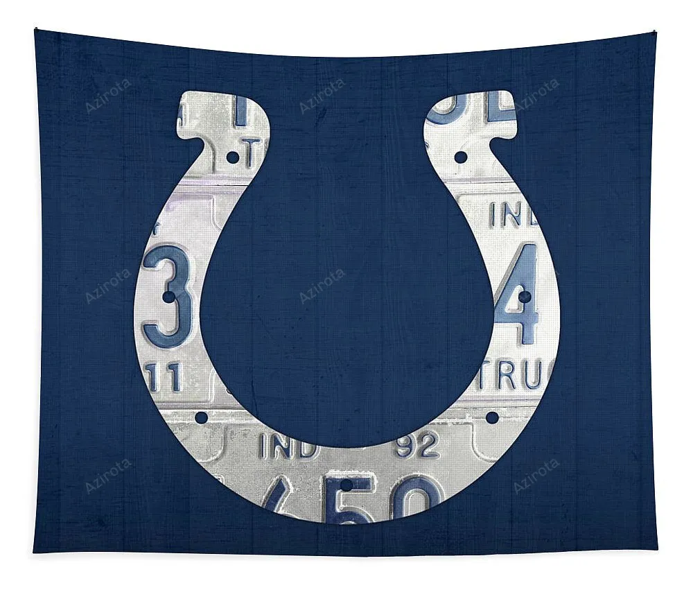 Indianapolis Colts Retro Logo Indiana License Plate Art Tapestry Gifts For Fans