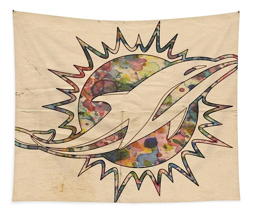 Miami Dolphins Vintage Logo Tapestry Gifts For Fans