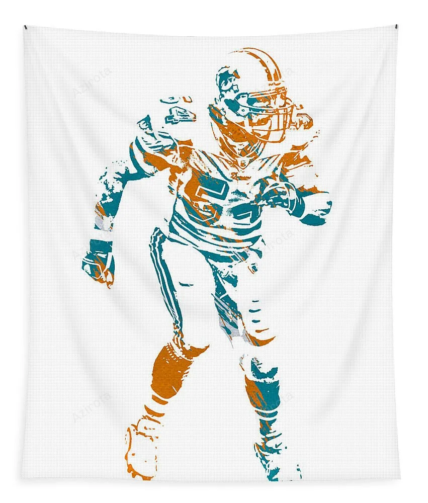 Zack Thomas Miami Dolphins Watercolor Strokes Pixel Art 3 Tapestry Gifts For Fans