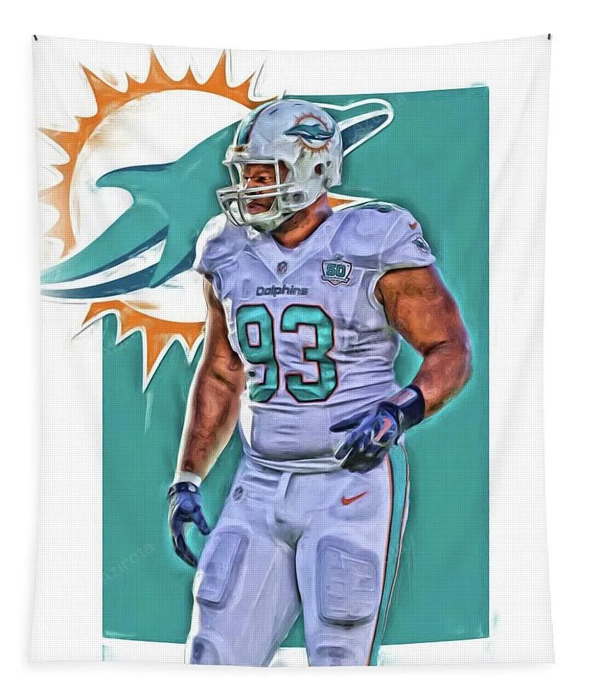 Ndamukong Suh Miami Dolphins Oil Art 2 Tapestry Gifts For Fans