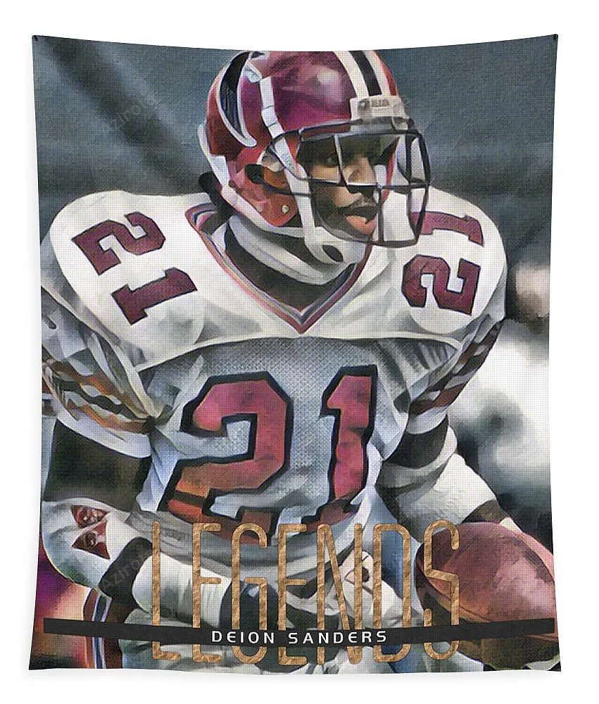 Deion Sanders Atlanta Falcons Trading Card Poster 100 Tapestry Gifts For Fans