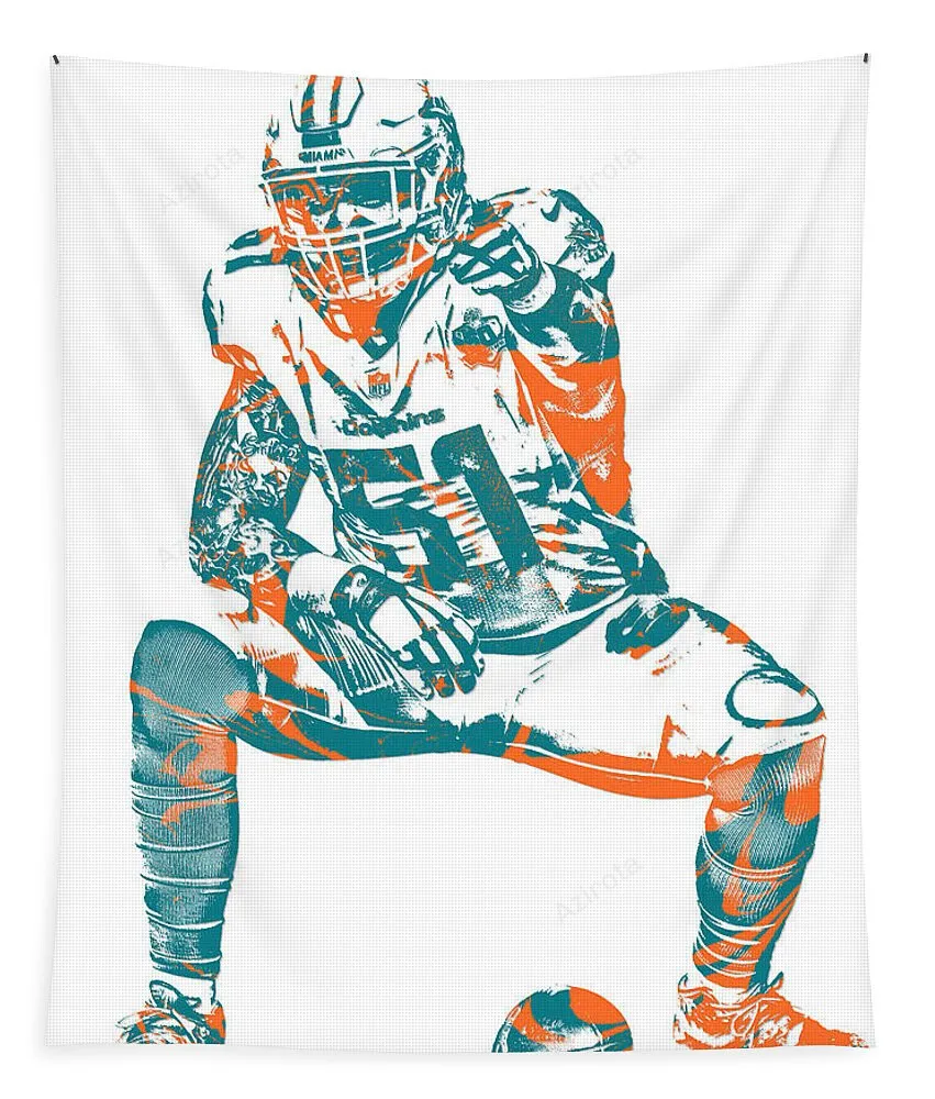 Mike Pouncey Miami Dolphins Pixel Art 5 Tapestry Gifts For Fans