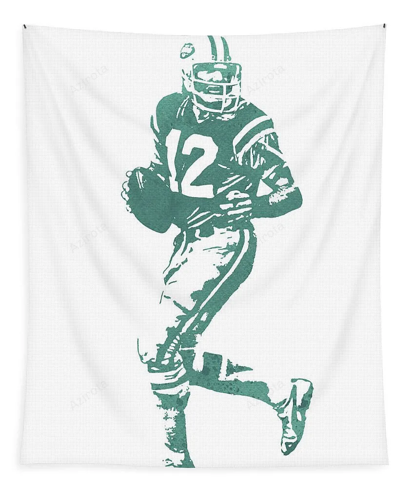 Joe Namath New York Jets Watercolor Strokes Pixel Art 1 Tapestry Gifts For Fans