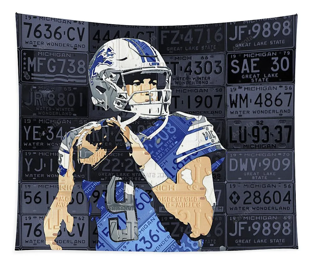 Matthew Stafford Detroit Lions Quarterback License Plates Art Tapestry Gifts For Fans