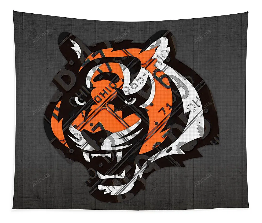 Cincinnati Bengals Retro Logo Ohio License Plate Tapestry Gift For Fan