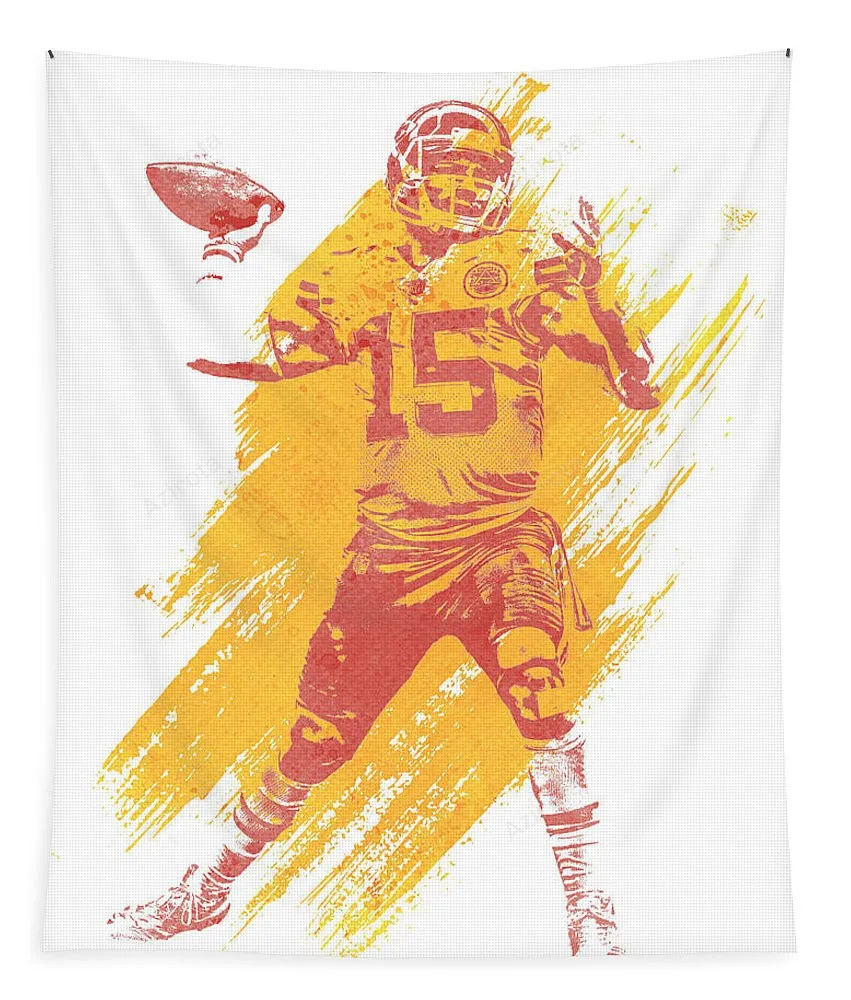 Patrick Mahomes Kansas City Chiefs Water Color Art 1 Tapestry Gifts For Fans