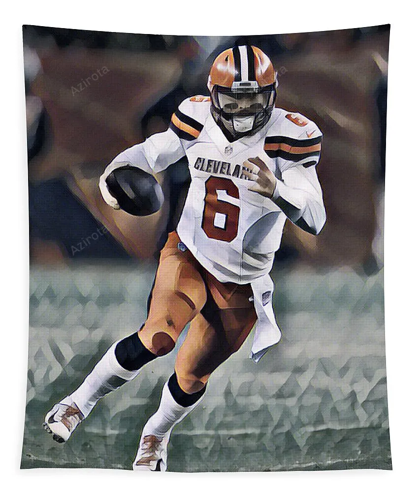 Baker Mayfield Cleveland Browns Abstract Art 2 Tapestry Gift For Fan