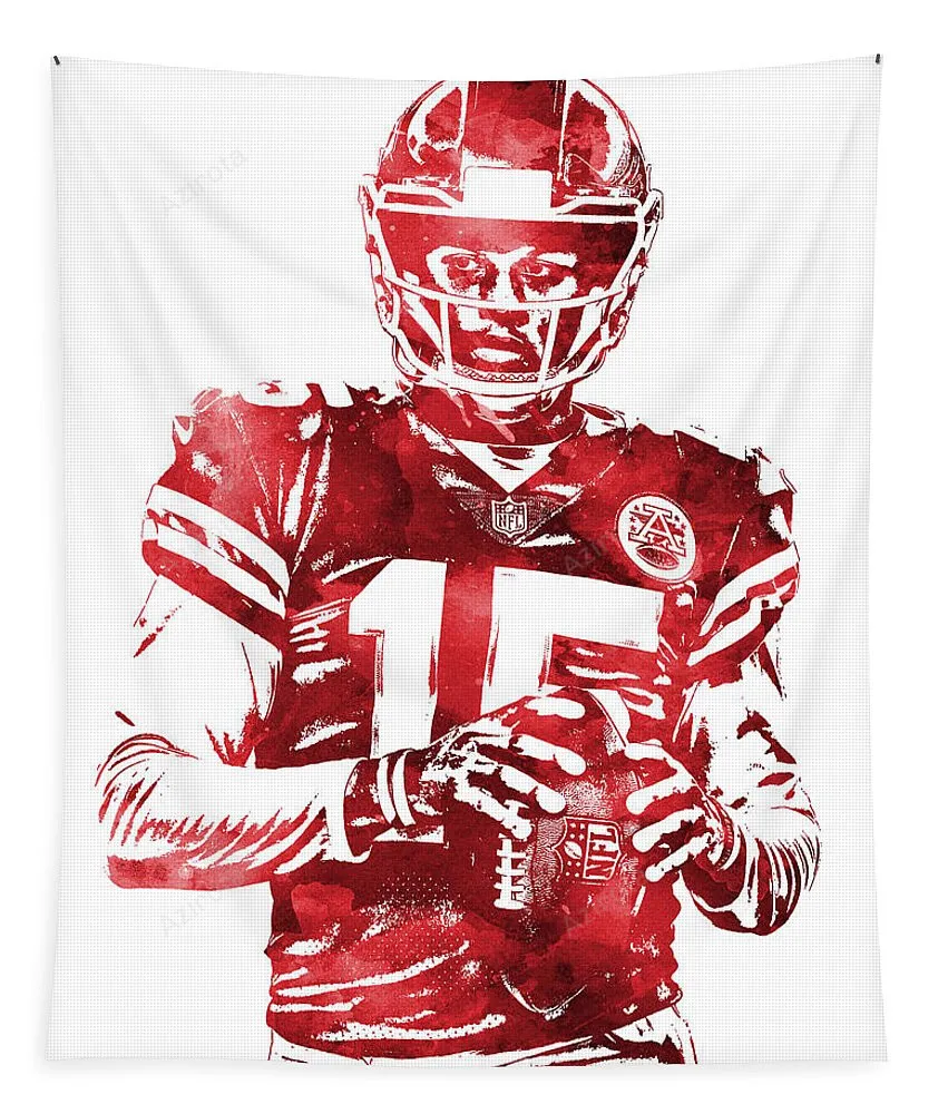 Patrick Mahomes Kansas City Chiefs Water Color Pixel Art 10 Tapestry Gifts For Fans