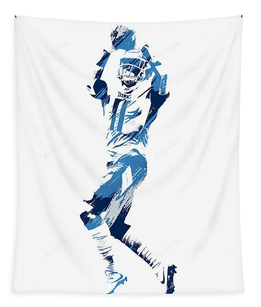 A J Brown Tennessee Titans Watercolor Strokes Pixel Art 2 Tapestry Gift For Fan
