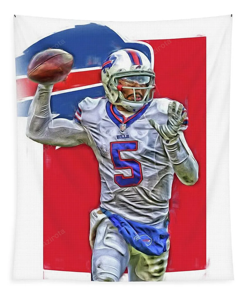 Tyrod Taylor Buffalo Bills Oil Art 2 Tapestry Gift For Fan