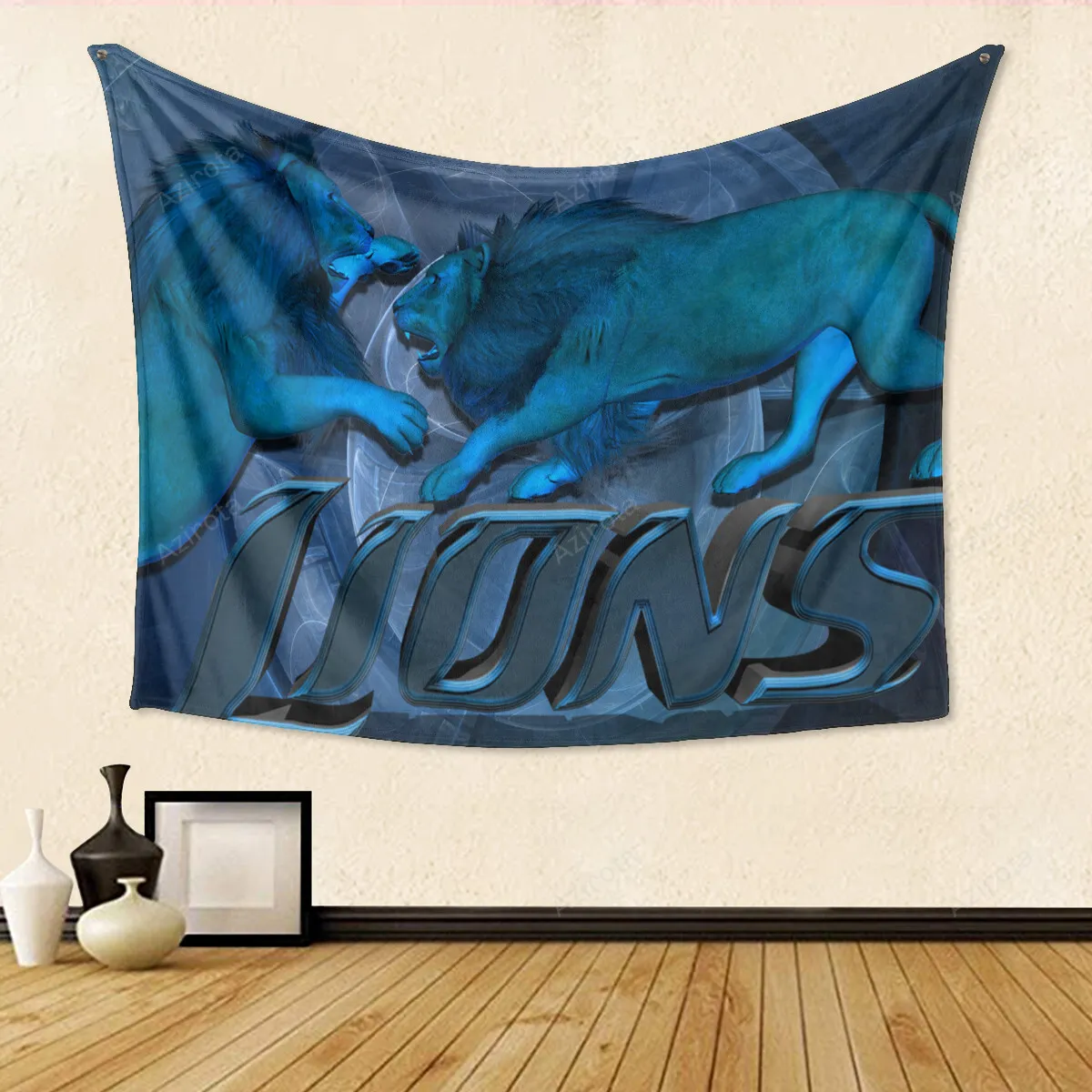 Detroit Lions Emblem v3 Gift For Fan 3D Full Printing Tapestry