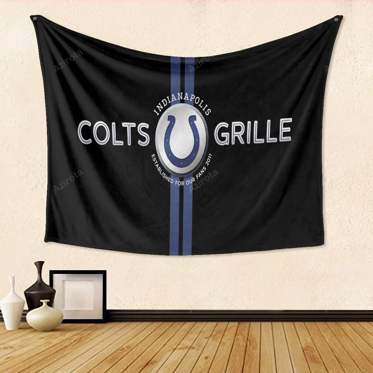 Indianapolis Colts Horseshoe Colts Grille Gift For Fan 3D Full Printing Tapestry