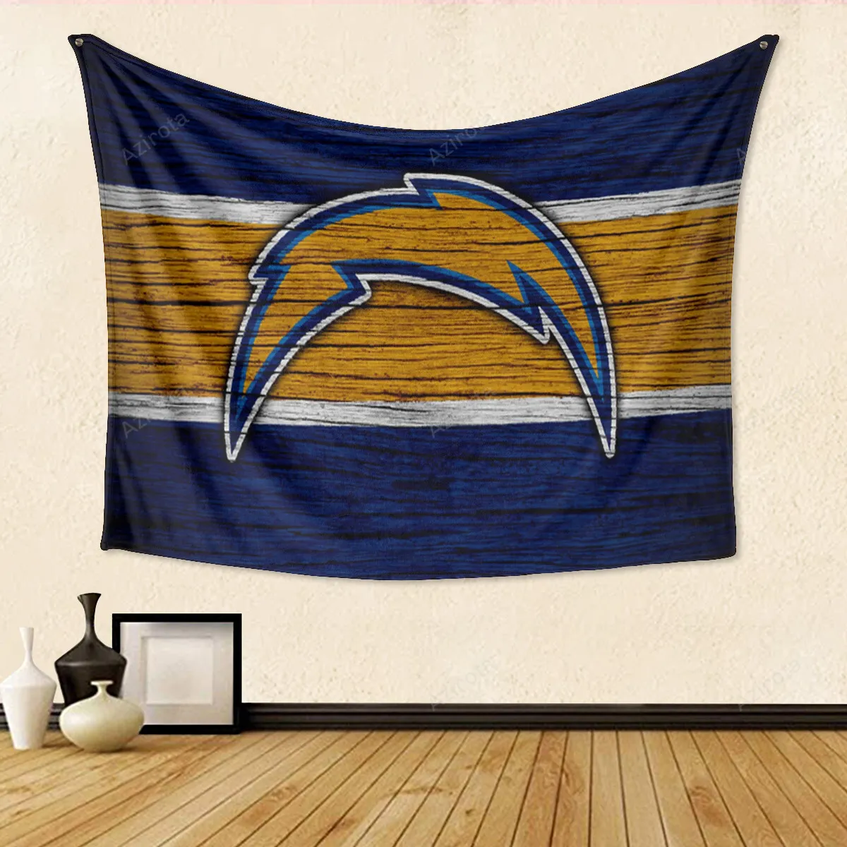 Los Angeles Chargers Emblem Wooden v28 Gift For Fan 3D Full Printing Tapestry