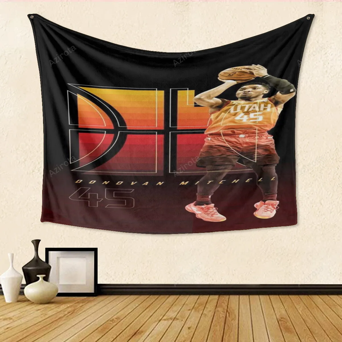 Utah Jazz 45 Donova Mitchell v21 Gift For Fan 3D Full Printing Tapestry