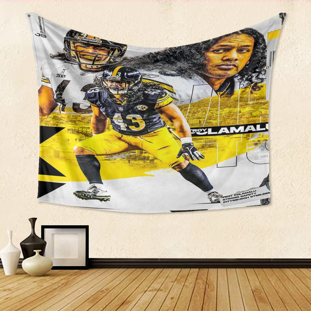 Pittsburgh Steelers Troy Polamalu no43 Gift For Fan 3D Full Printing Tapestry