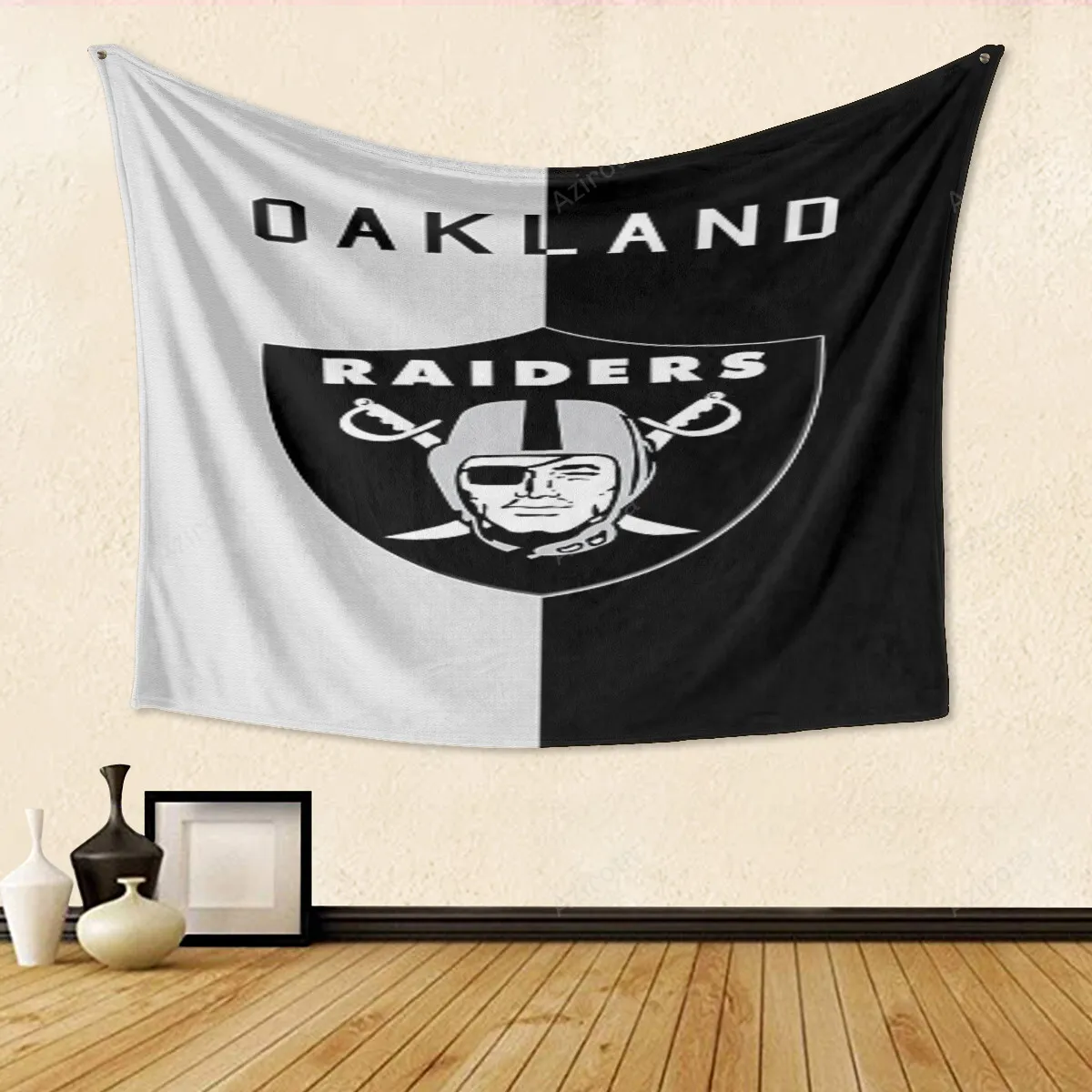 Las Vegas Raiders Logo Black And White Gift For Fan 3D Full Printing Tapestry