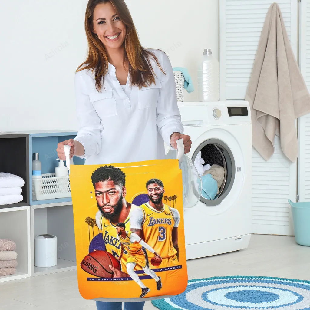 Los Angeles Lakers 03 Anthony Davis a9 Gift For Fan 3D Foldable Laundry Basket