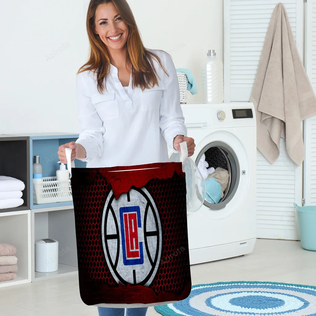 Los Angeles Clippers Metal Texture Gift For Fan 3D Foldable Laundry Basket