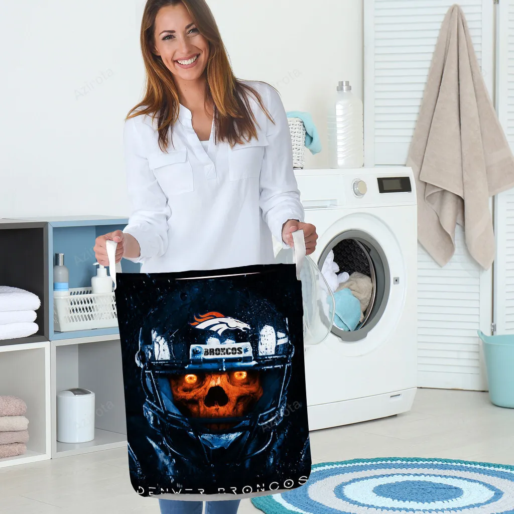 Denver Broncos Skull v31 Gift For Fan 3D Foldable Laundry Basket