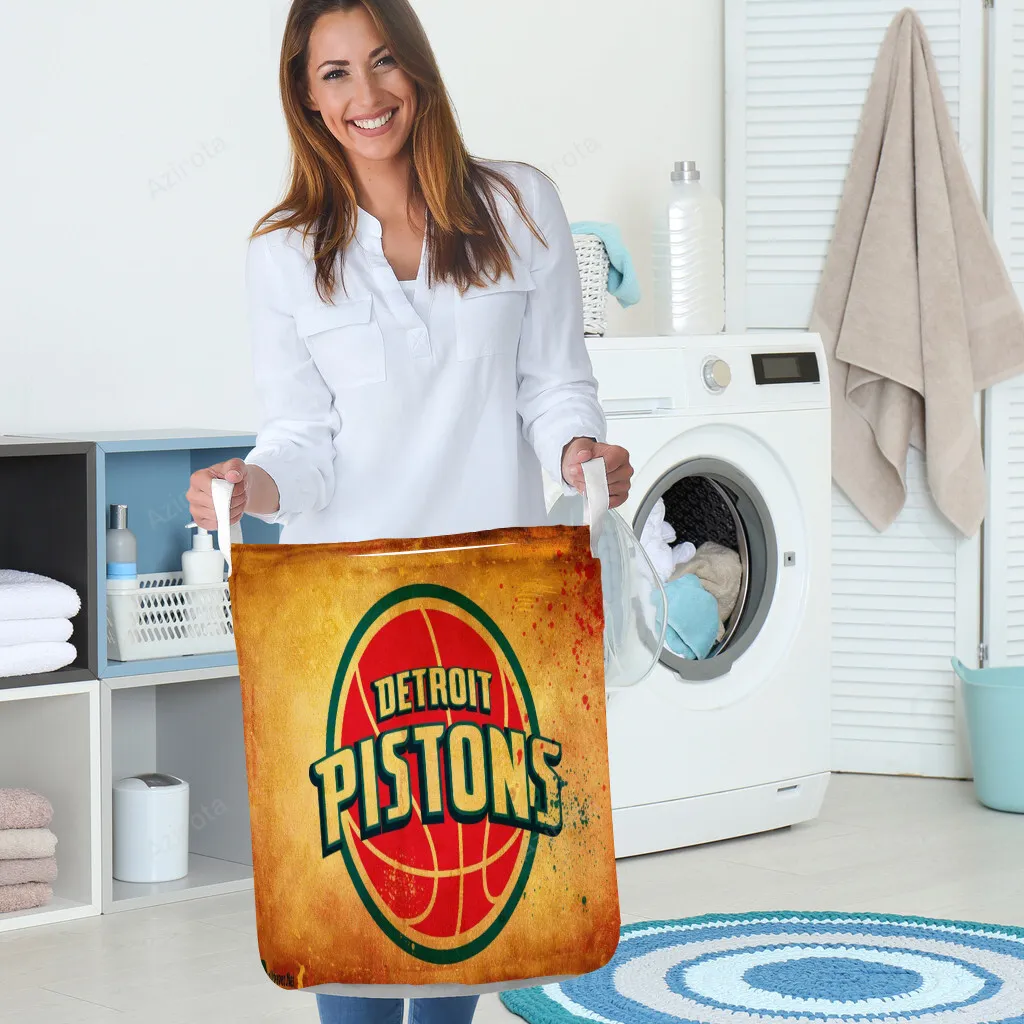 Detroit Pistons Vintage Gift For Fan 3D Foldable Laundry Basket