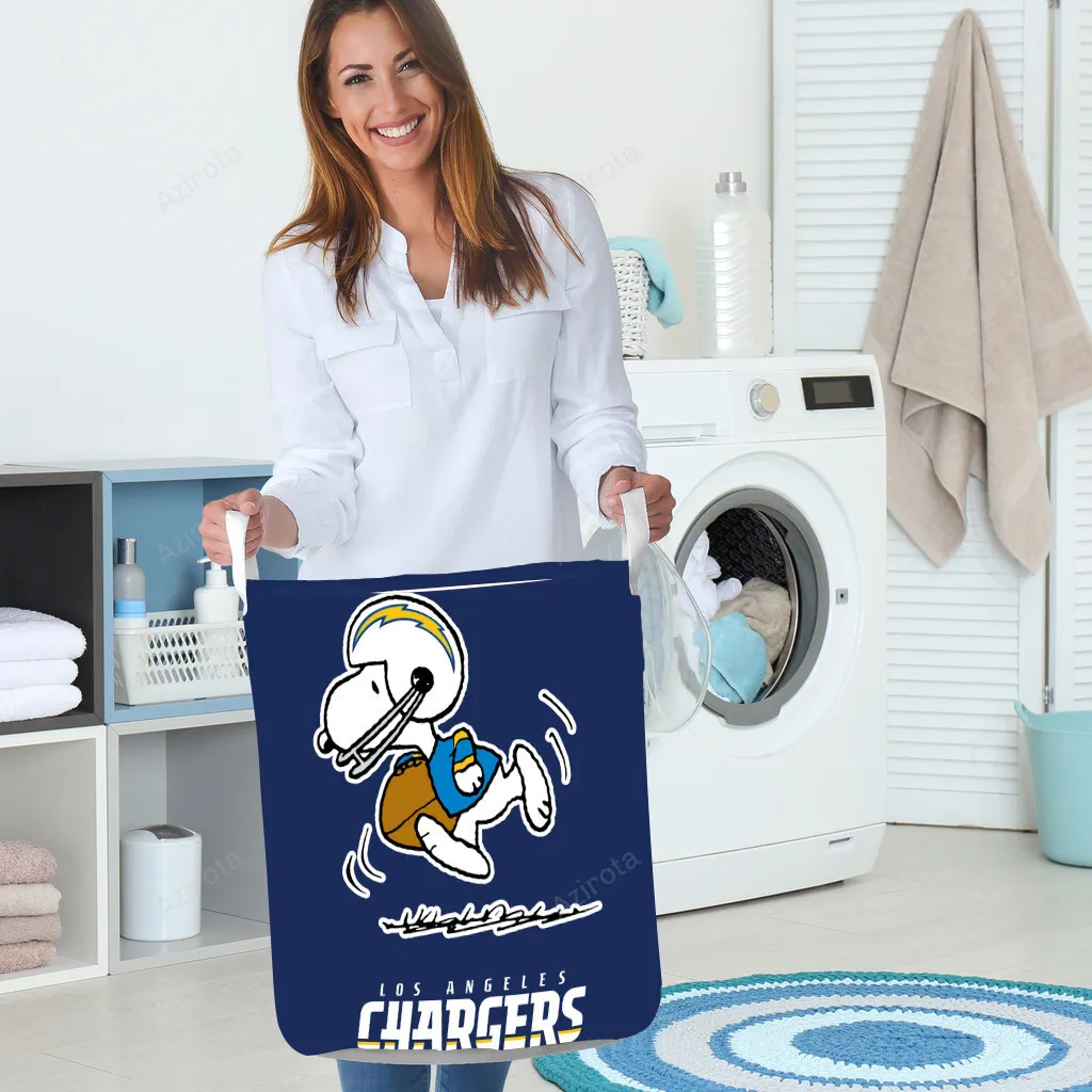 Los Angeles Chargers Snoopy v49 Gift For Fan 3D Foldable Laundry Basket