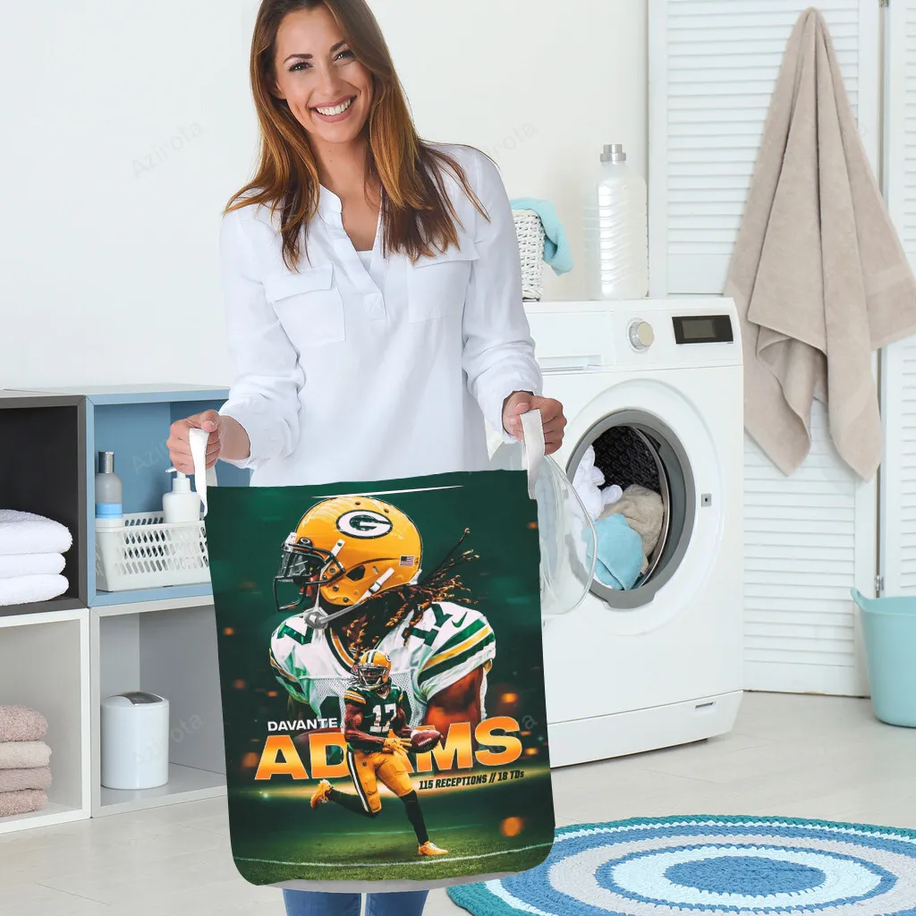 Green Bay Packers Davante Adams no17 v4 Gift For Fan 3D Foldable Laundry Basket