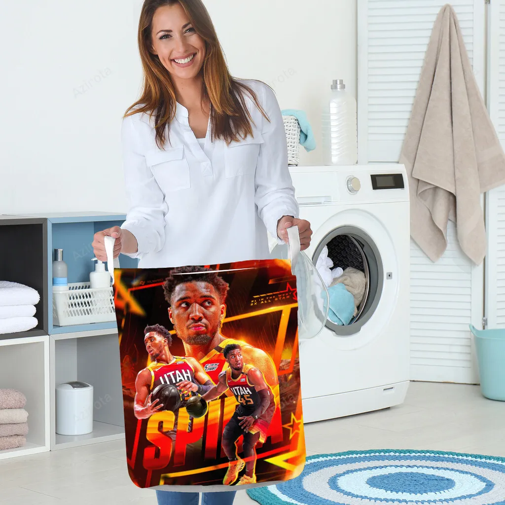 Utah Jazz 45 Donova Mitchell v27 Gift For Fan 3D Foldable Laundry Basket