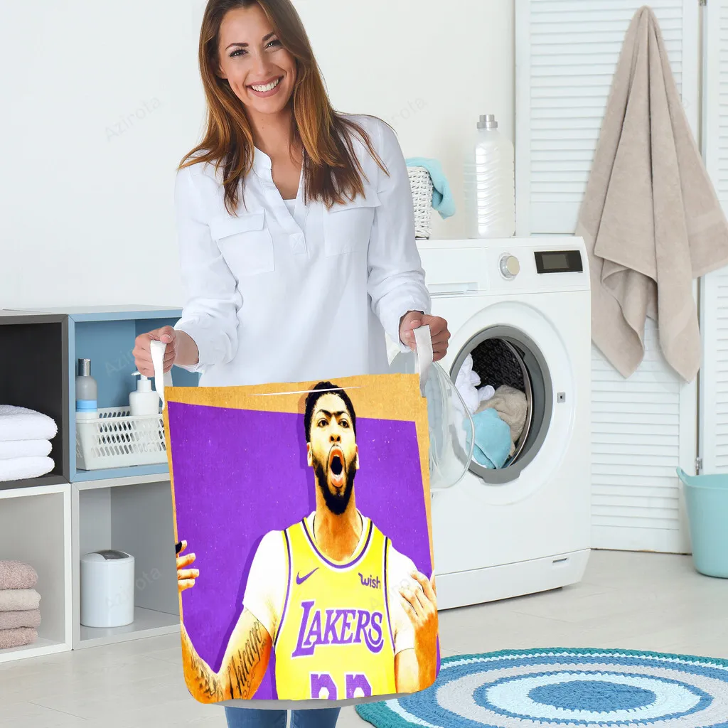 Los Angeles Lakers 03 Anthony Davis a5 Gift For Fan 3D Foldable Laundry Basket