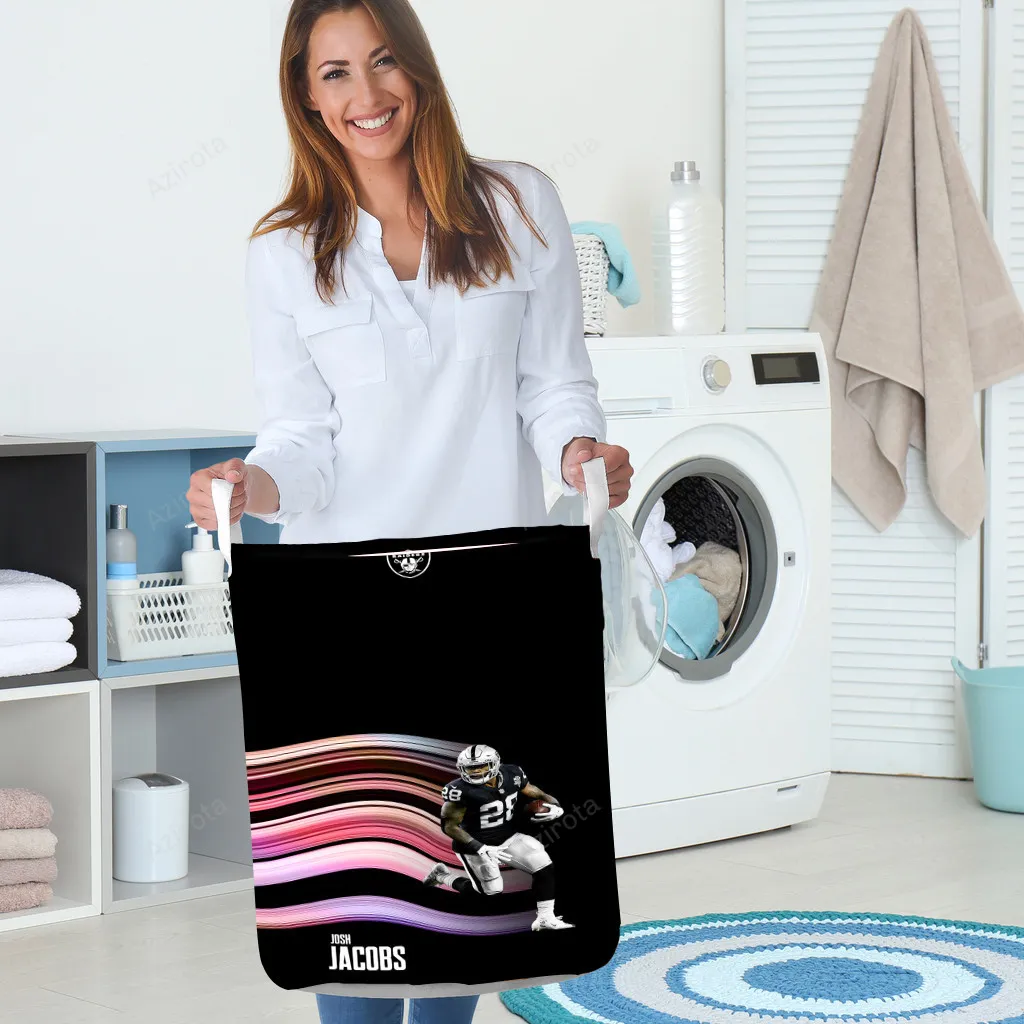 Las Vegas Raiders Josh Jacobs 28 v3 Gift For Fan 3D Foldable Laundry Basket