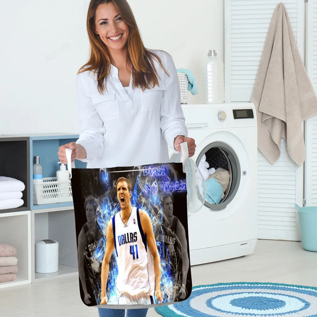 Dallas Mavericks 41 Dirk Nowitzki d1 Gift For Fan 3D Foldable Laundry Basket