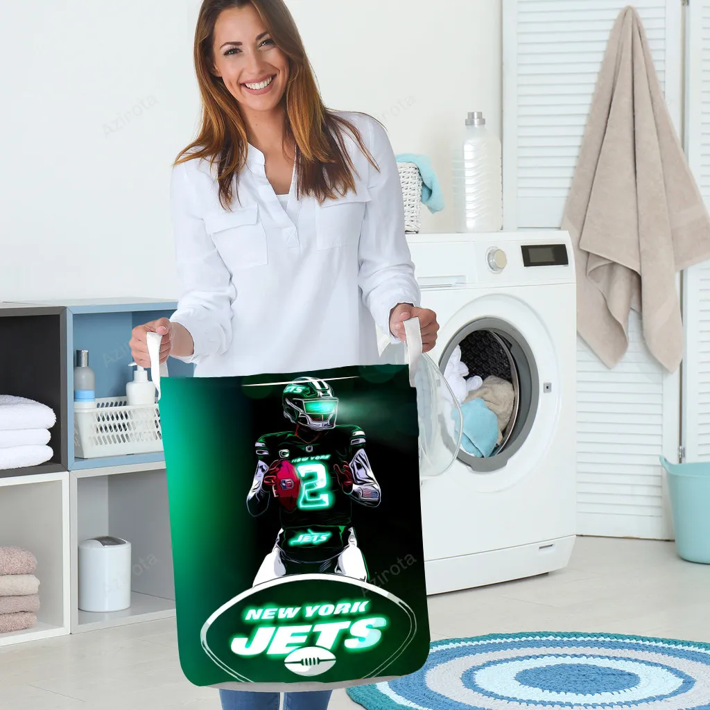 New York Jets 02 Zach Wilson v50 Gift For Fan 3D Foldable Laundry Basket