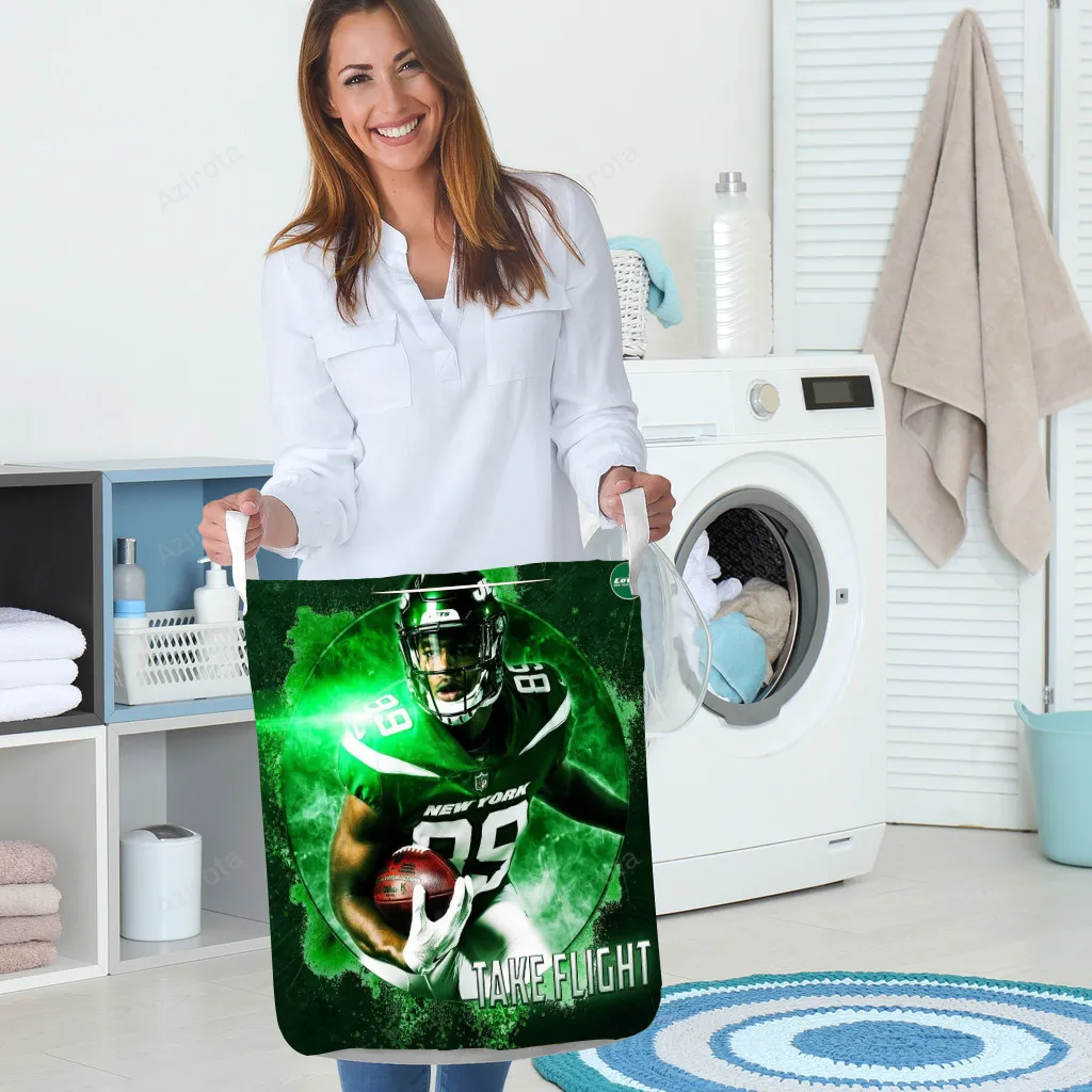 New York Jets Player no 89 v47 Gift For Fan 3D Foldable Laundry Basket