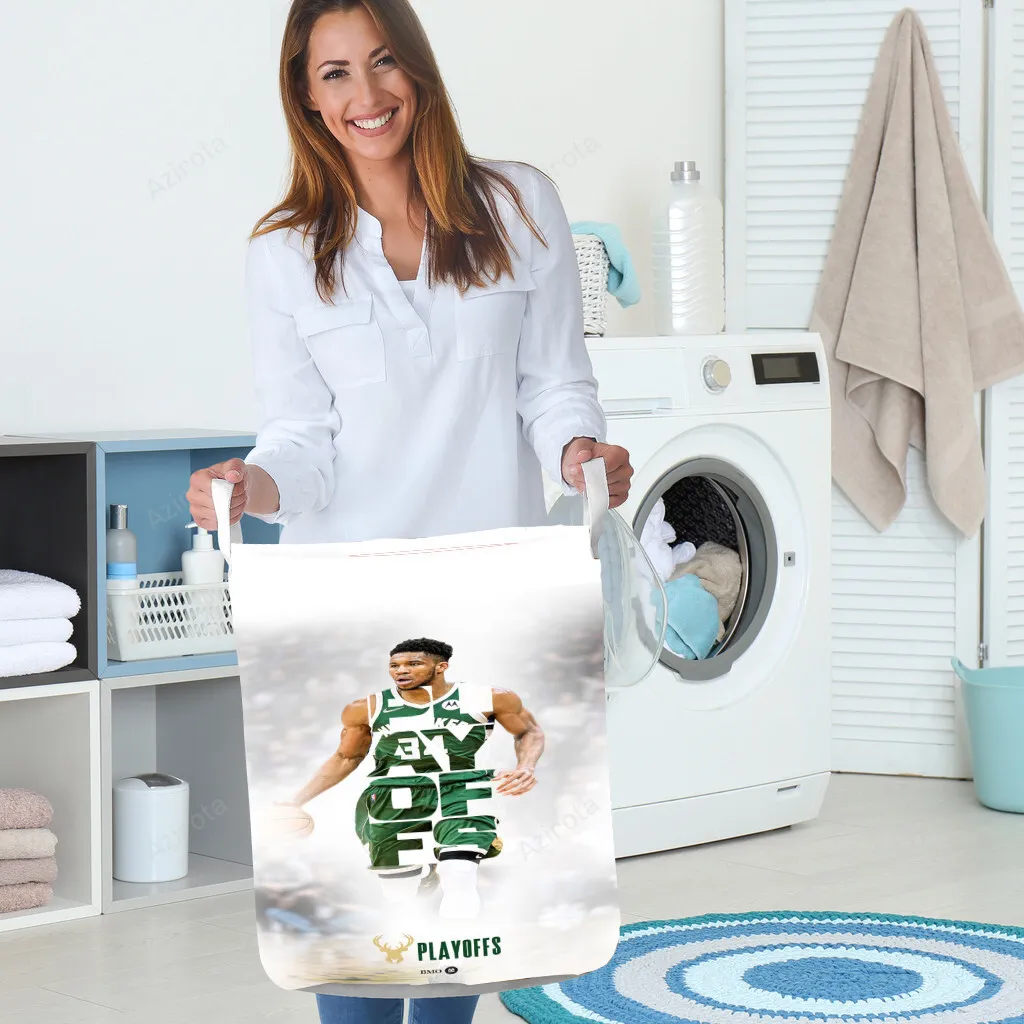 Milwaukee Bucks 34 Giannis Antetokounmpo v26 Gift For Fan 3D Foldable Laundry Basket