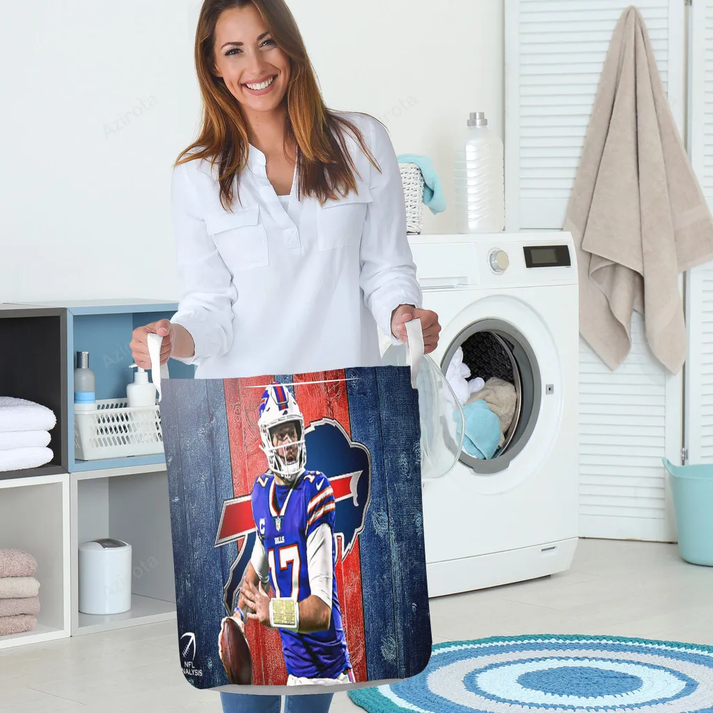 Buffalo Bills 17 Josh Allen v7 Gift For Fan 3D Foldable Laundry Basket