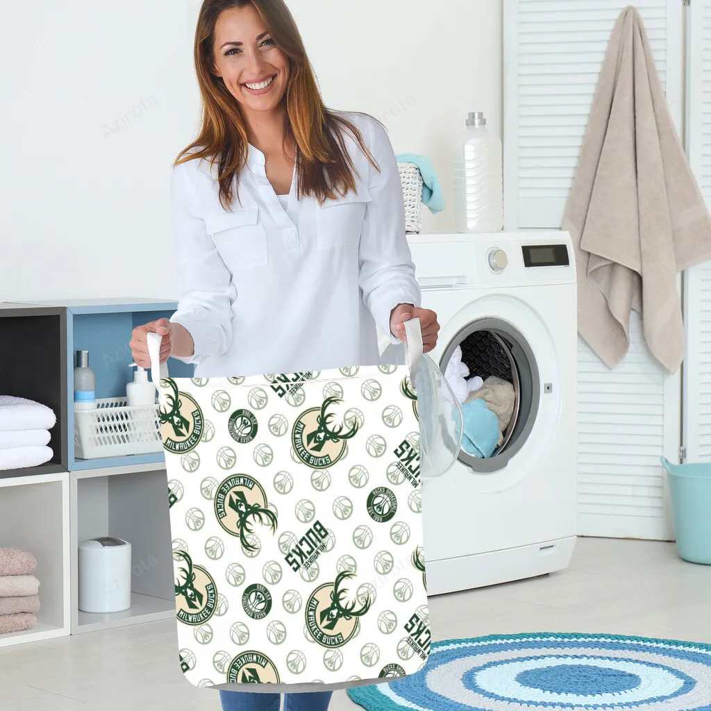 Milwaukee Bucks Emblem v42 Gift For Fan 3D Foldable Laundry Basket