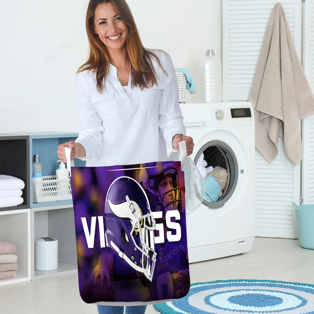 Minnesota Vikings Emblem Helmet v2 Gift For Fan 3D Foldable Laundry Basket